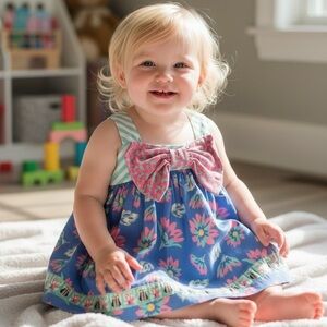 Matilda Jane Blue and Pink Floral Dress 2T